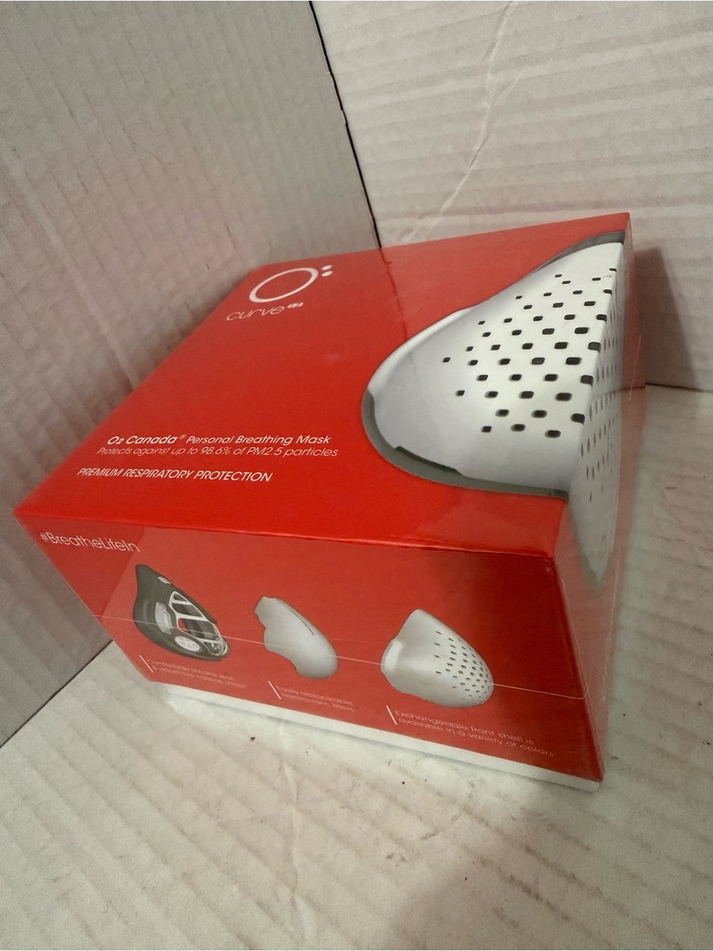 NEW~O2 Canada Curve Personal Breathing Mask White Shell + 3 Filters